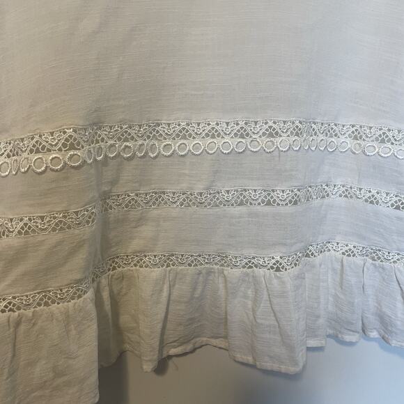 Gianni Bini Women's Blouse Large White Coastal Cowgirl Beach Boho Peasant Top L - Picture 5 of 10